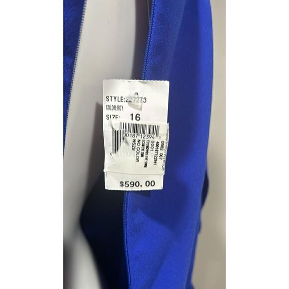 Teri Jon Blue Tulip Sleeve Crepe Cocktail Dress Size 16 - Picture 11 of 12